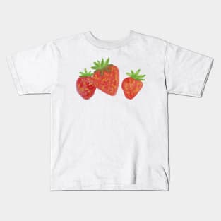 watercolour red strawberry watercolor strawberries food healthy fruits yummy Kids T-Shirt